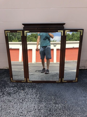 Vintage 3-Panel Wood Framed Mirror Cover