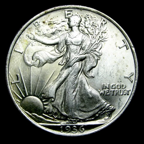 1936 Walking Liberty Half Dollar Silver ---- Gem BU+ Condition Coin ---- #QQ768 Cover
