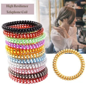 1Pcs Telephone Wire Elastic Rubber Band Traceless Girls Ponytail Hair Rings AA