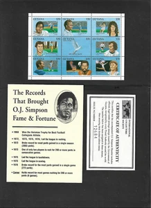 GUYANA SOUVENIR SHEETLET  "O.J. Simpson"  MNH F-VF with Documentation - Picture 1 of 3