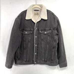 Vtg Levi's SilverTab Jacket Men M Black Sherpa Fleece Lined Trucker Denim 90s - Picture 1 of 13