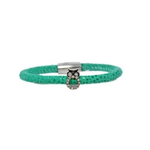 BRACCIALE RAZZA AUGUSTA DE CAROLIS GUF32 1 FILO COLORE VERDE CON CHARM E CRISTAL - Imagen 1 de 1