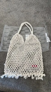 LANCOME Makramee gehäkelt geflochtene Griffe Shopping Strand wiederverwendbar Tragetasche NEU - Bild 1 von 1