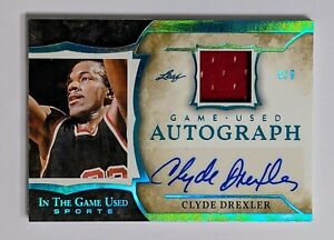 Clyde Drexler 2020 Leaf ITG Game-Used Jersey Patch Auto Autograph Platinum 4/6