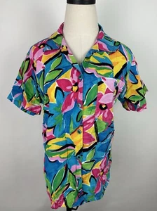 Camisa Hawaiana Vintage Años 80 90 MUJER S Colorida Estampado Floral Calce Cuadrado Tropical - Imagen 1 de 10