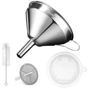 5 Inch Stainless Steel Funnel with Strainer and 200 Fine Mesh Filter, Food Grade - Picture 1 of 8