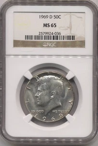 Demi dollar Kennedy argent 1969-D NGC MS65 - Photo 1/2