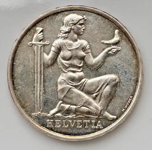 Suiza 5 Francos Francos 1936 B Suiza B Bono de Guerra War Bond Moneda de Plata Km#41 - Imagen 1 de 2