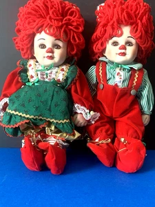 MUÑECAS NAVIDEÑAS DE PORCELANA MARIE OSMOND RAGGEDY ANN&ANDY 11” - Imagen 1 de 10