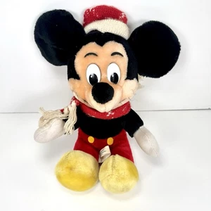 Vintage Mickey Mouse Stofftier Plüsch Weihnachten Santa Disneyland um 1988 - Bild 1 von 4