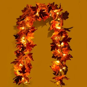 Paquete de 2 guirnaldas de arce de otoño 40 luces LED, 5,9 pies/pieza multicolor para colgar enredadera arce  - Imagen 1 de 12