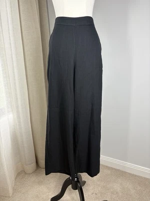 Witchery Black Wide Leg Pants Size 10 Organic Luxe Linen Blend - image 1 of 4