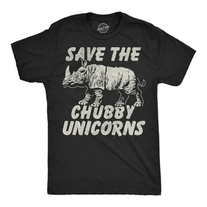 Camisetas divertidas para hombre Save The Chubby Unicorns sarcástico rinoceronte gráfico novedad camiseta - Imagen 1 de 7