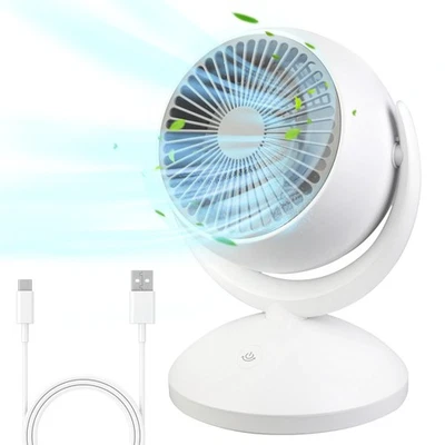 Oscillating Fan USB Portable Desk Fan, Quiet Table Air Circulator Fans 120° - Image 1 of 4