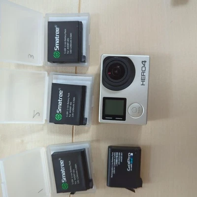 GoPro Hero4 Camera +4 Batteries +Charger +64GB MicroSD Bundle - Image 1 of 4