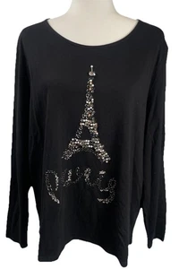 Chico's Damen schwarz Paris Perlen Glitzer Eiffelturm Y2K Größe 3 oder US Größe XL - Bild 1 von 14