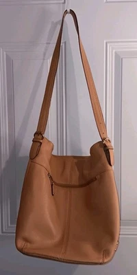Bolsa de mão Tignanello couro macio bolsa hobo fecho com zíper ombro marrom acastanhado - Imagem 1 de 4
