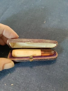Antique Meerschaum Cigar or Cheroot Holder In Fitted Case And Amber Mouth Piece - Picture 1 of 15