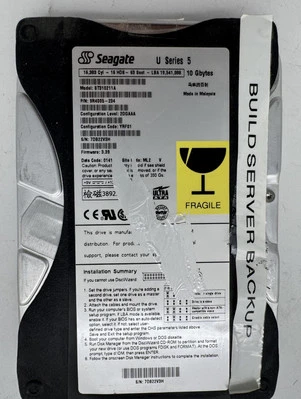 HDD, SEAGATE U SERIES 5 ST310211A 10GB 9R4005-234 - Image 1 of 3