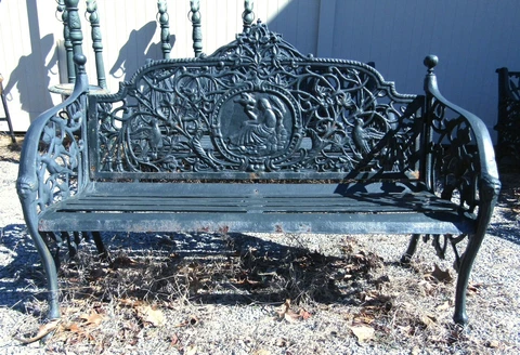 Ornate Floral Cast Iron Bench Cover