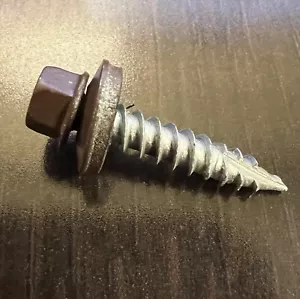 250 Metal Roofing To OSB / Wood Self Tap Screws 1" Brown Painted Hex Head Washer - Picture 1 of 4