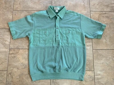 VINTAGE Norm Thompson Banded POLO SHIRT Men’s Size Large Grandpa 80s Beach Green - Image 1 of 4