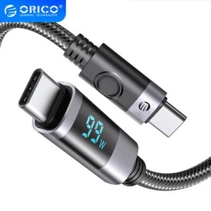 ORICO 100W PD USB C to USB C Cable Fast Charging Cord LED Display 6.6ft(2m) - Picture 1 of 9