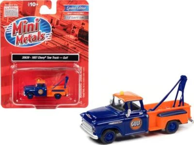 1957 Chevrolet Stepside Tow Truck Gulf Blue and Orange 1/87 (HO) Scale Model Car - Image 1 of 4