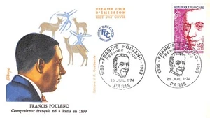 Envelope FDC FRANCE FRANCIS POULENC composer music 1974 PARIS n1 - Picture 1 of 1