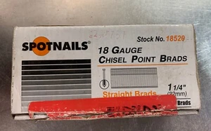 SpotNails #18520 1 /4" Chisel Point Brads 18 Gauge Galvanized (5000/box) - Picture 1 of 4