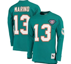 Mitchell & Ness Miami Dolphins #13 Long Sleeve Jersey New Mens Big 6XL $115 - Picture 1 of 5