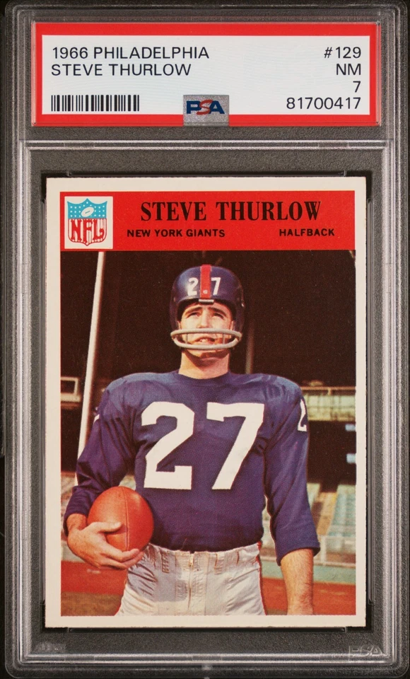 1966 Philadelphia Steve Thurlow #129 PSA 7 - New York Giants - Image 1 of 2