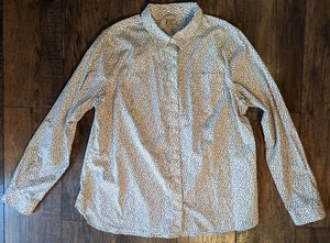 Duluth Trading Company Floral Long Sleeve Shirt Womens XL Button Down Tan/Brown - Picture 1 of 19