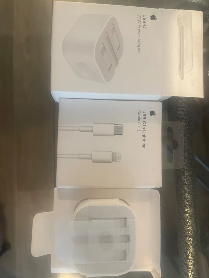 Official Apple 20W Mains Charger MHJF3 + usb-c lightning cable For iPhone, iPad, - Image 1 of 1