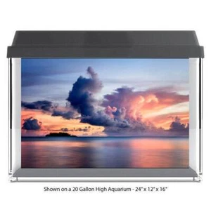 Ocean Island and Storm Clouds Fish Tank Glass Backdrop Aquarium Background #028 - Picture 1 of 6