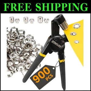 Professional Grommet Tool Kit - 900 Sets of Rust-Free Eyelets for DIY Projects - Picture 1 of 9