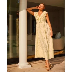 NWT!! LILLY PULITZER Ritamarie Ruffle Maxi Dress Pastel Finch Yellow Floral 12 - Picture 1 of 16