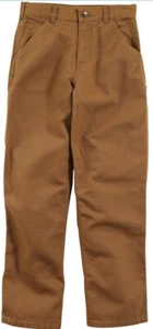 CARHARTT PANTS Boys Youth Brown Canvas Carpenter RN#13706 Size 12 New - Picture 1 of 7