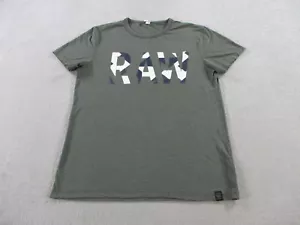 G Star Shirt Adult Large Green Raw Logo Spell Out Print Casual Crewneck Casual - Picture 1 of 12