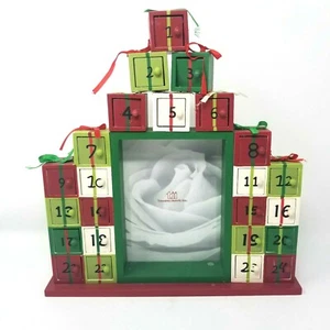 Caja de calendario de adviento de Navidad con cajas de golosinas reutilizable MDF marco de fotos cuenta regresiva - Imagen 1 de 7