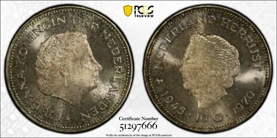 1970 Netherlands Liberation Silver 10 Gulden PCGS PL66 Toned Gem Uncirculated - Image 1 of 4