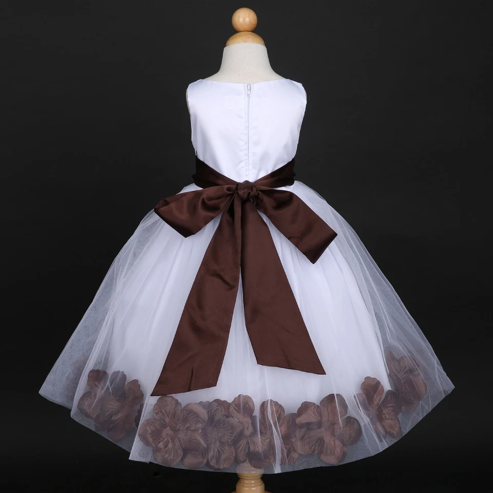 Vestidos de casamento pétalas brancas de férias florista vendedor dos EUA 12M 18M 2 3/4 6 8 10 - Imagem 1 de 1