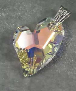 Avilagems Devoted 2 U Herz Swarovski Kristall AB .925 Sterlingsilber Anhänger - Bild 1 von 10
