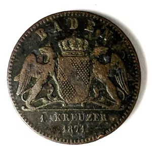 1871 GERMANY GERMAN STATE BADEN, Friedrich I, Victory v FRANCE, 1 Kreuzer - Picture 1 of 2