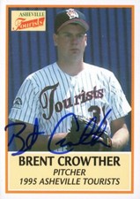 1995 Asheville Tourists BRENT CROWTHER Signed Card autograph ROCKIES rc canada