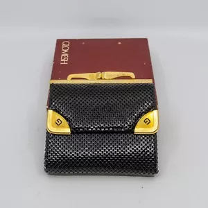Vintage GLOMESH ladies logo purse - black & gold - in original box - c1980s - Picture 1 of 18