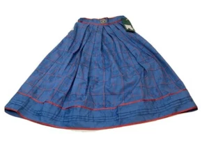 Trachten Skirt Alphorn Original Blue Cotton Size EU 36 US Small Alpine Austrian - Picture 1 of 4