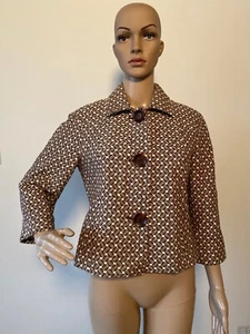 Harve Benard braun geometrisch gemustert 100 % Baumwolle Jacke Mantel Größe 6 S/M - Bild 1 von 12