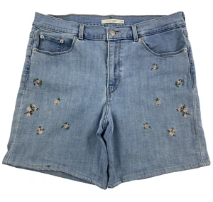Levi's Jeans Shorts Women's 29 Blue Classic Short Embroidered Roses Denim - Picture 1 of 16