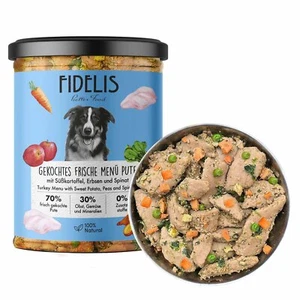 Nassfutter Hund Pute Süßkartoffel Spinat Seniorenhunde 400g Hundefutter BARF - Bild 1 von 4